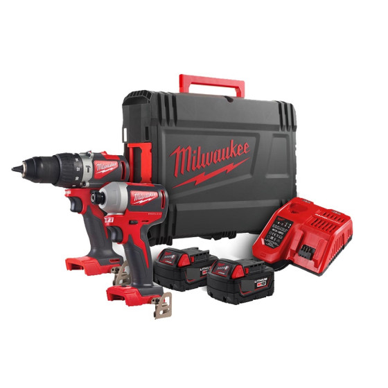 Milwaukee M18CBLPD+M18FID2 18v Cordless Drill & Impact Driver Kit