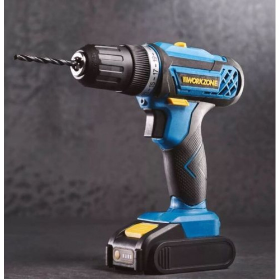 Workzone 20V Lithium-ion Cordless Drill - Black/Blue