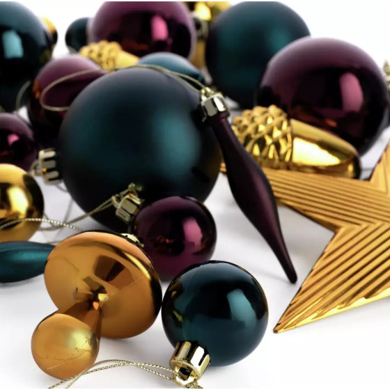 Home Bumper Pack of 50 Baubles - Jewel Tones