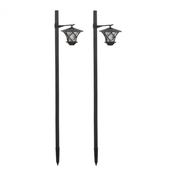 Home Set Of 2 LED Solar Lamp Posts - Black