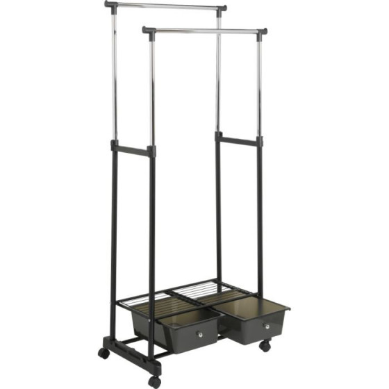 Clothes Tidy Rail with Drawers - Chrome