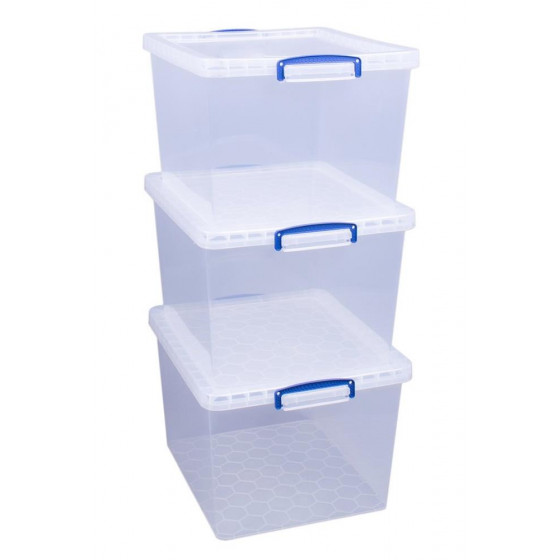 Really Useful 33.5 Litre Clear Plastic Nesting Boxes - Set Of 3