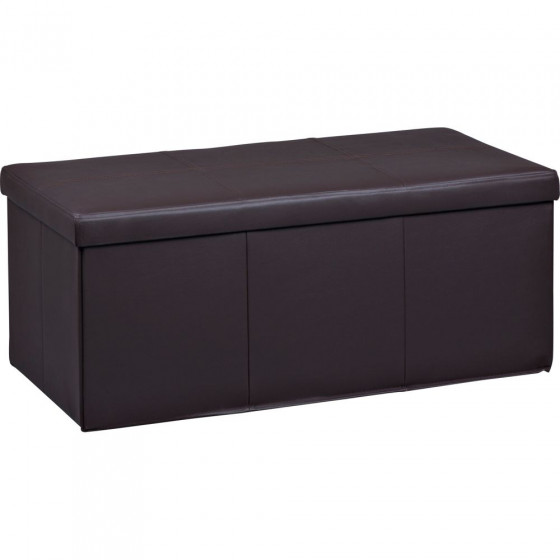 Real Leather Extra Large 2 Compartment Ottoman - Brown