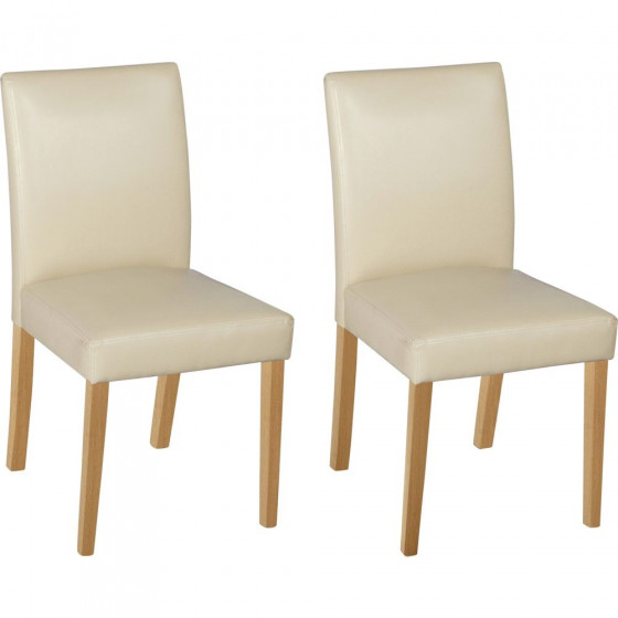 Aston Pair of Cream Oak Leather Effect Dining Chairs