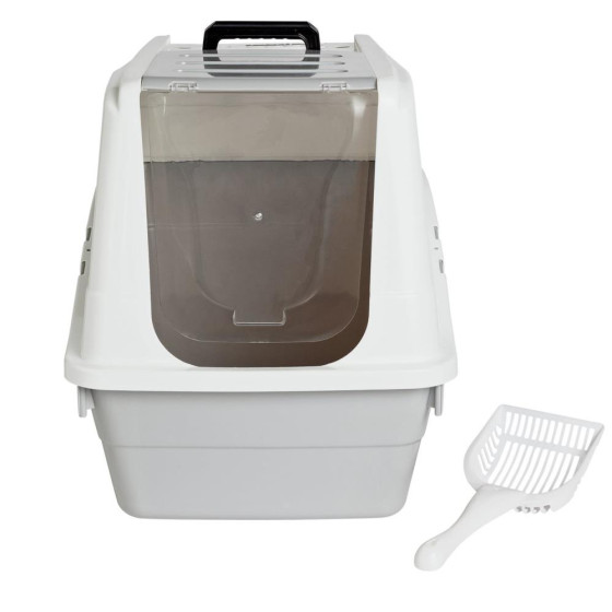 Home Large Opening Litter Tray - Grey & White (Cracked On Door)