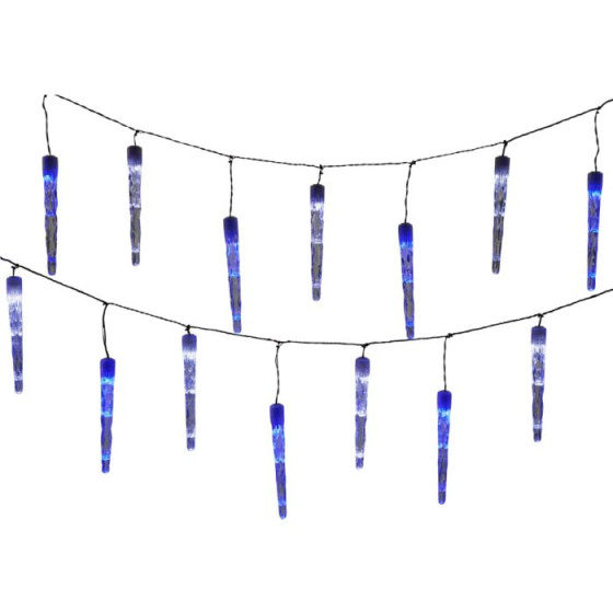 40 Static Icicle LED Christmas Lights - Blue and White.