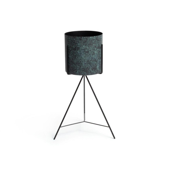 Habitat Eden Metal Legged Printed Planter - Black