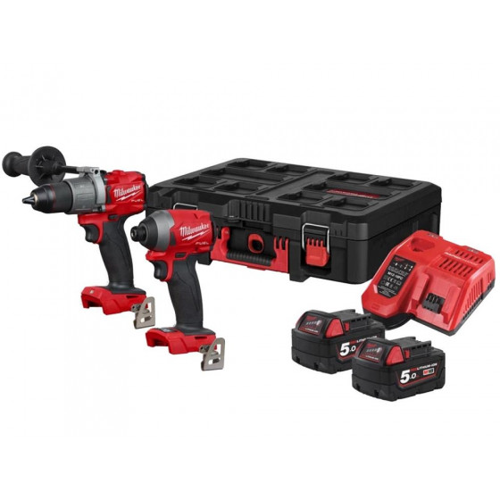 Milwaukee M18FPP2L2-502P 18v FUEL Twin Combi Impact Kit - 2 Batteries