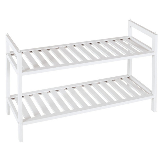 Home Kitt Bamboo 2 Shelf Shoe Rack - White