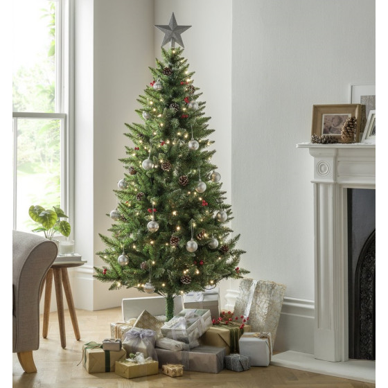 Habitat 6ft Berry & Cone Pre-Lit Christmas Tree - Green