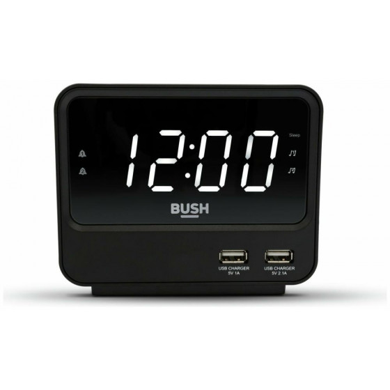 Bush FM USB Dual Alarm Digital Clock Radio - Black