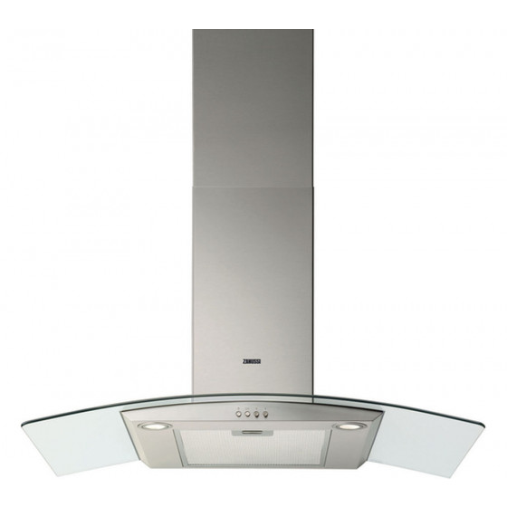 Zanussi 90cm Chimney Cooker Hood - Curved Glass