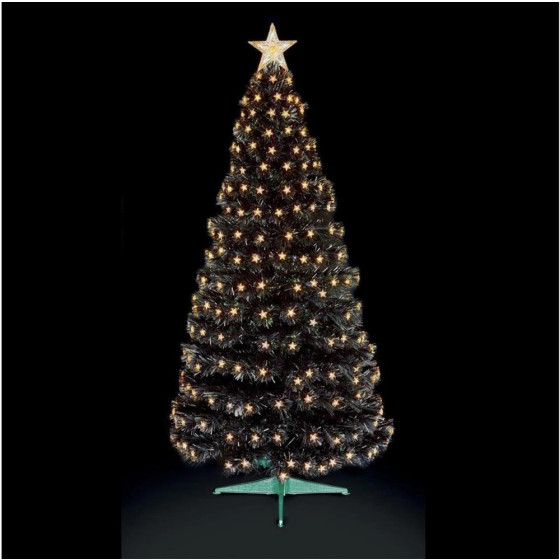 Premier Decorations 5ft Christmas Tree With White Star Lights - Black