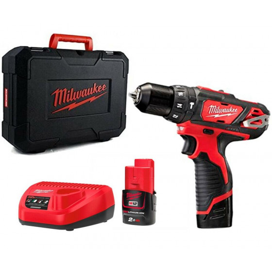 Milwaukee M12BPD-202C 12v Compact Combi Hammer Drill - 2 Batteries