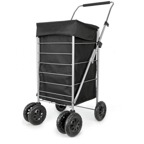 Premium 6 Swivel Wheel Shopping Trolley - Black