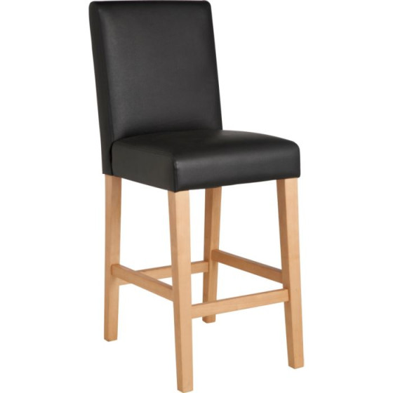 Winslow Leather Effect Bar Stool - Oak Stain and Black