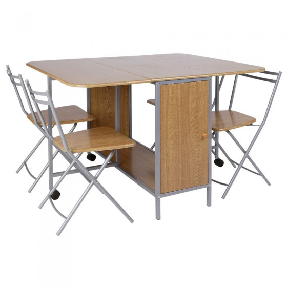 Butterfly Oval Dining Table and 4 Folding Chairs