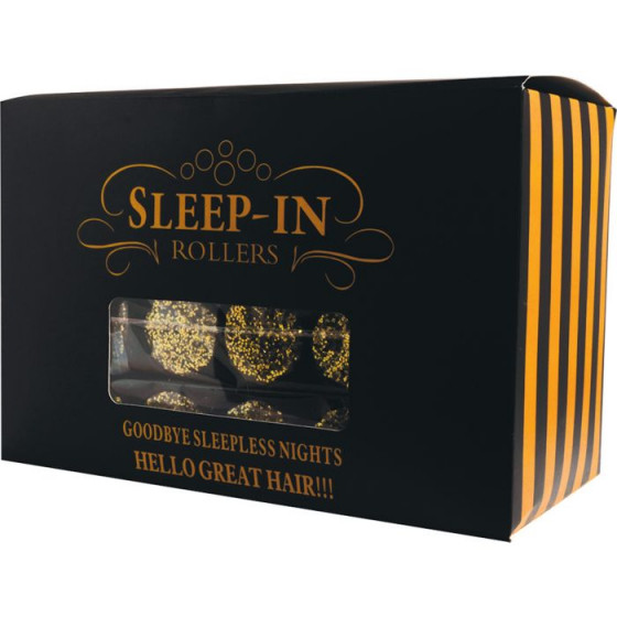 Sleep In Rollers - Black Glitter Set