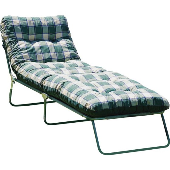 Multi Position Sun Lounger with Cushion - Green (Slight Damage)