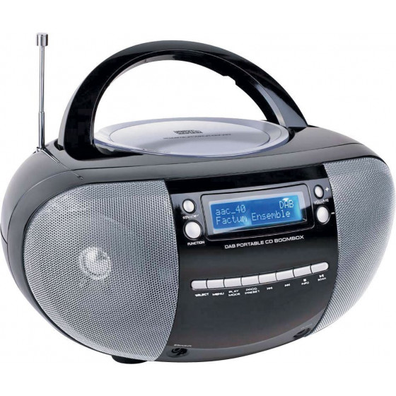 Bush Portable CD Boombox with DAB - Black and Silver.