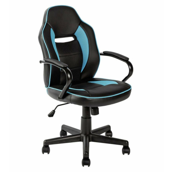 Home Faux Leather Mid Back Gaming Chair - Black & Blue
