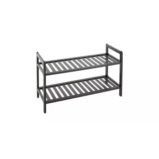 Home Kitt Bamboo 2 Shelf Shoe Rack - Black