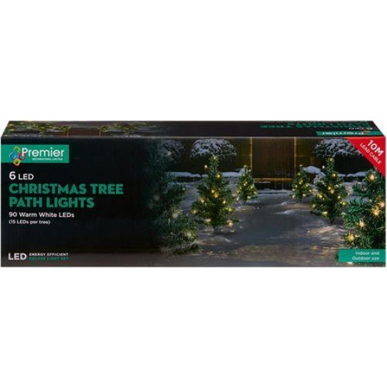 Premier Decorations 6 Mini Green Christmas Tree Outdoor Path Lights