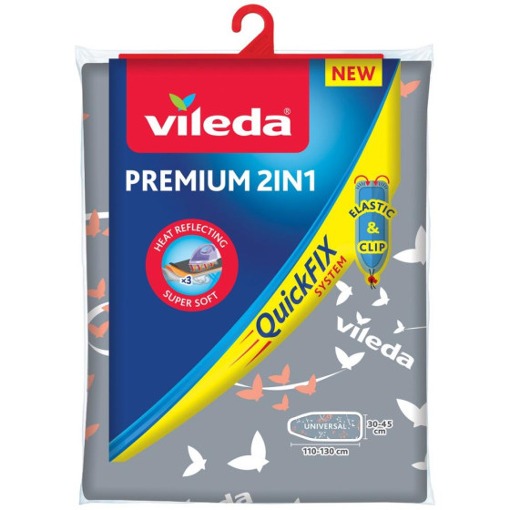 Vileda 130 x 45cm Premium Ironing Board Easy Fit Cover - Grey