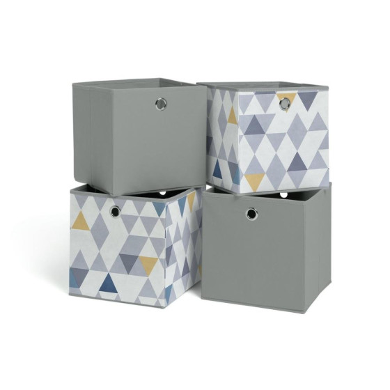 Habitat Set of 4 Squares Boxes - Soft Grey And Mosaic