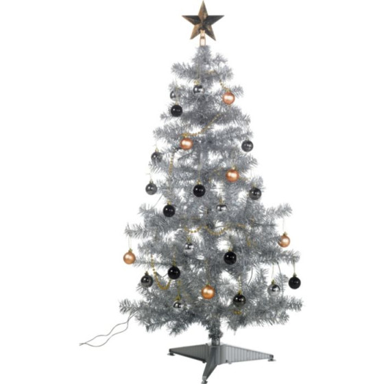 3ft Silver Tinsel Decorated Tree