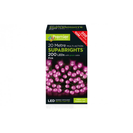 Premier Decorations 200 LED Multi Function Lights - Pink