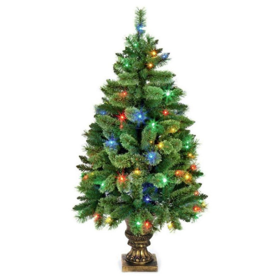 Premier Decorations 4ft Pre-Lit Needle Pine Christmas Tree - Green