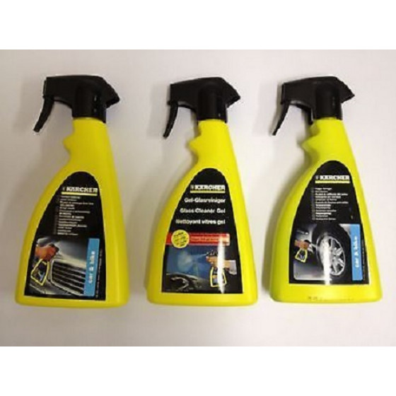 Karcher Car Cleaning Spray Kit 3 Bottles Rim Cleaner, Glass Gel & Insect Remover