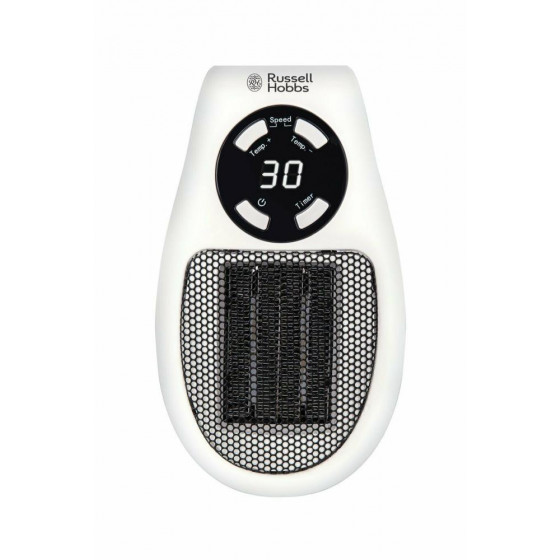 Russell Hobbs 0.5kw Ceramic Plug In Fan Heater - White & Black
