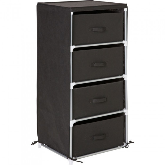 Metal and Polycotton 4 Drawer Storage Unit - Black