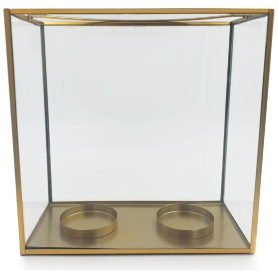 Habitat Large Lantern Double Candle Holder - Gold