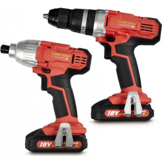 Workzone Titanium 18v Li-Ion Drill & Impact Driver kit