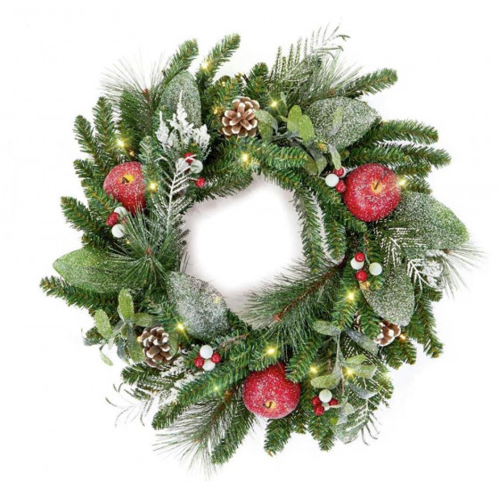 Premier Decorations 60cm LED Christmas Wreath - Green