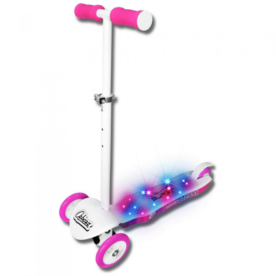 Ozbozz Light Burst 3 Wheel Scooter - White/Pink