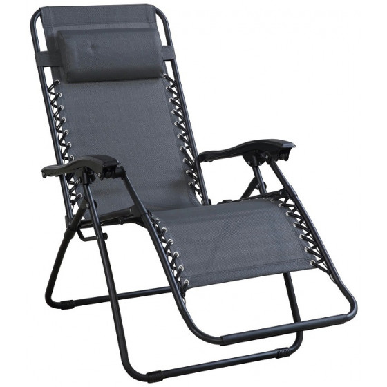 Home Grey Reclining Sun Lounger - Single Chair