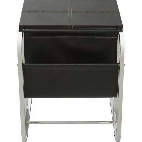 Leather Effect Side Table - Black
