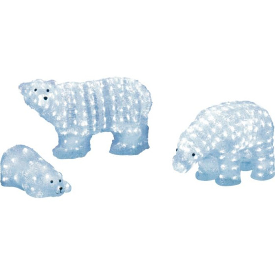 Set of 3 Polar Bear Family LED Outdoor Christmas Decoration