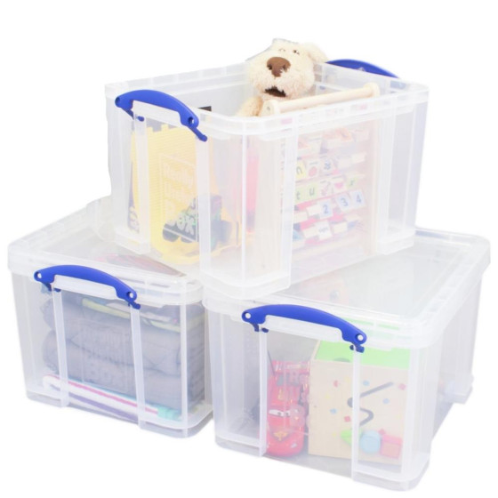 Really Useful Set Of 3 35 Litre Plastic Storage Box - Clear (Only 2 Lids)