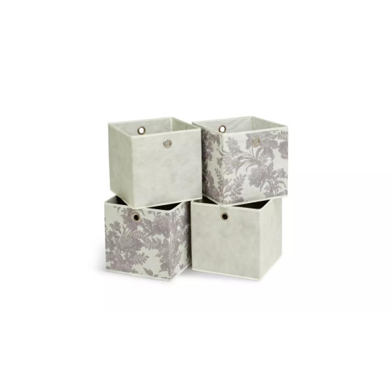 Habitat Set of 4 Squares Boxes - Grey & Floral