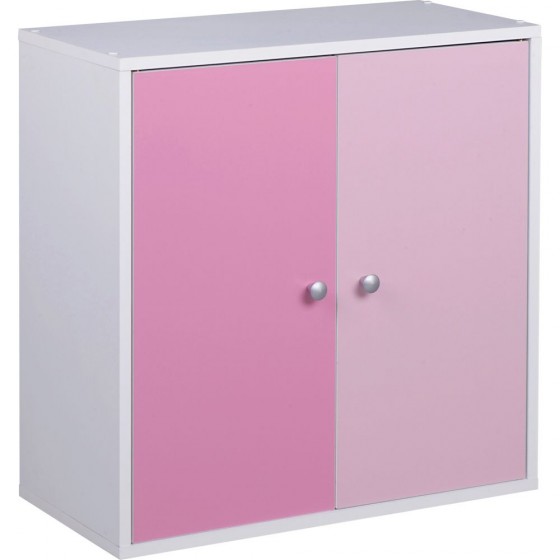 Phoenix 2 Door Storage Cubes - Pink on White (Damage To Some Corners)