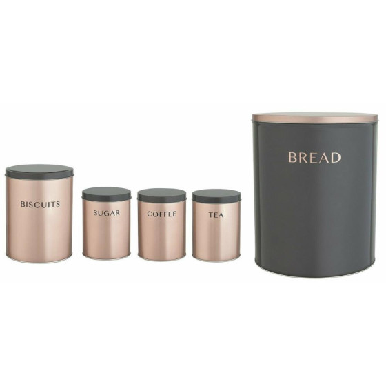 Home 5 Piece Storage Set - Rose Gold (Slight Damage To Top Of Bread Bin)