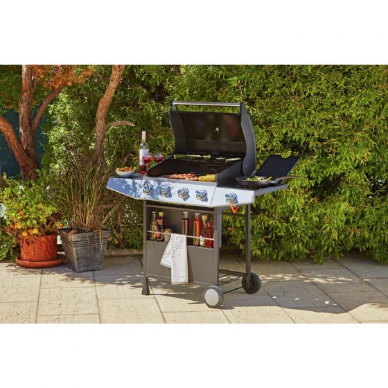Premium 4 Burner Gas BBQ with Side Burner (No Plastic Condiment Cap)