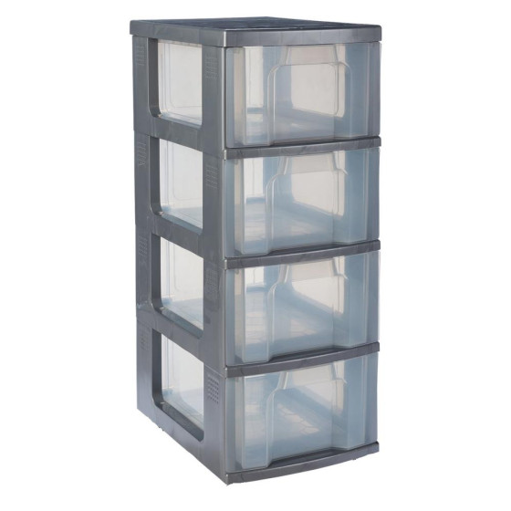 Really Useful 4 Drawer Heavy Duty Plastic Drawers - Grey (No Wheels)