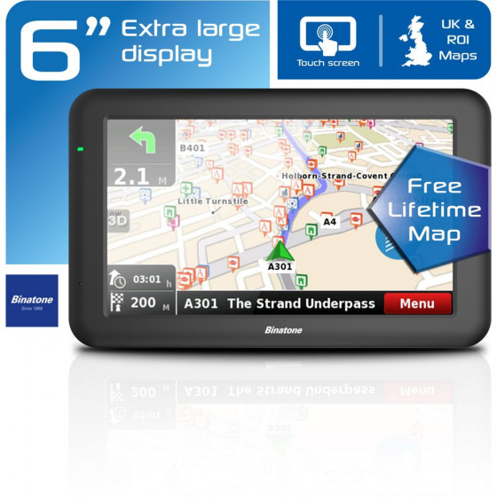 Binatone U605 6 Inch Sat Nav Lifetime Maps Uk & ROI (Unit Only)