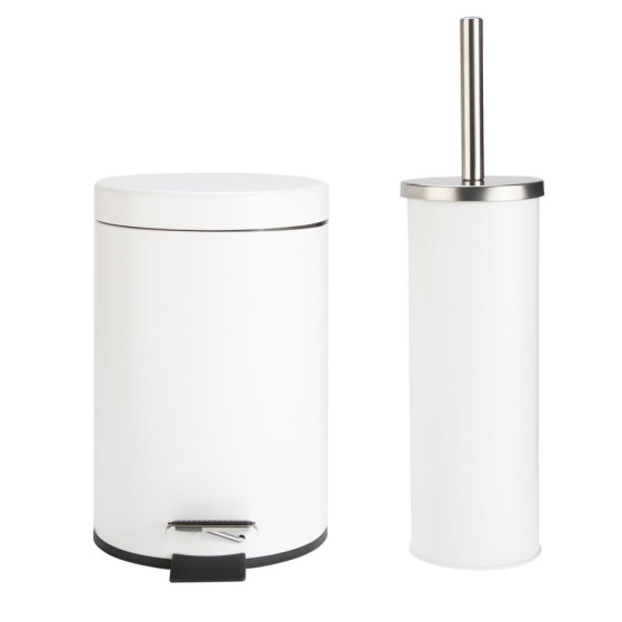 Home Slow Close Bin & Toilet Brush Set - White